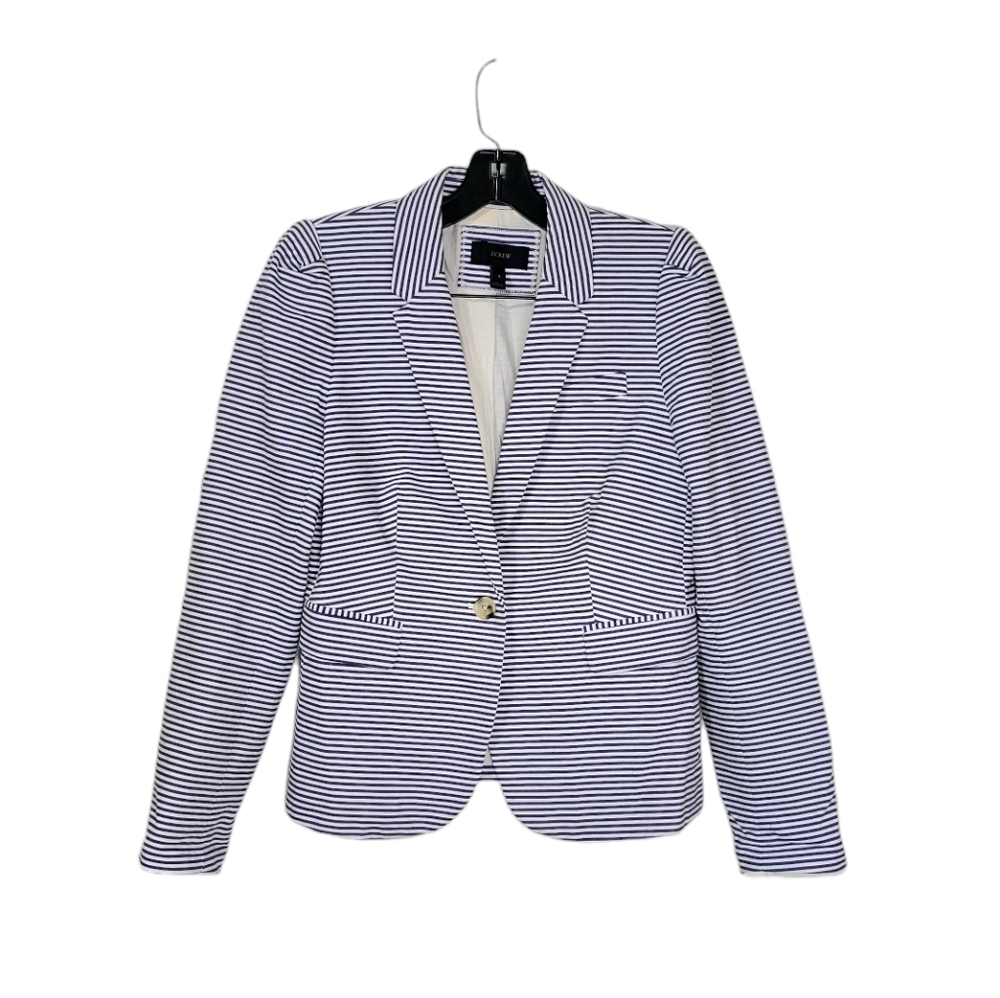 J. Crew Blazer Purple White Stripe Women's Size 8‎ Preppy Office